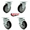Service Caster Cooking Performance 369CASTER4 5'' Replacement Caster Set with Brakes, 4PK COO-SCC-20S514-PPUB-BLK-TPU1-2-TLB-2